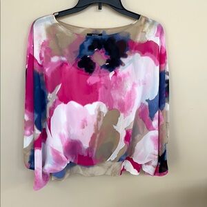 Elegant Women's Floral Top - Pink and Blue